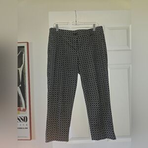 Hilary Radley Black And White Print Stretch Cropped Pants